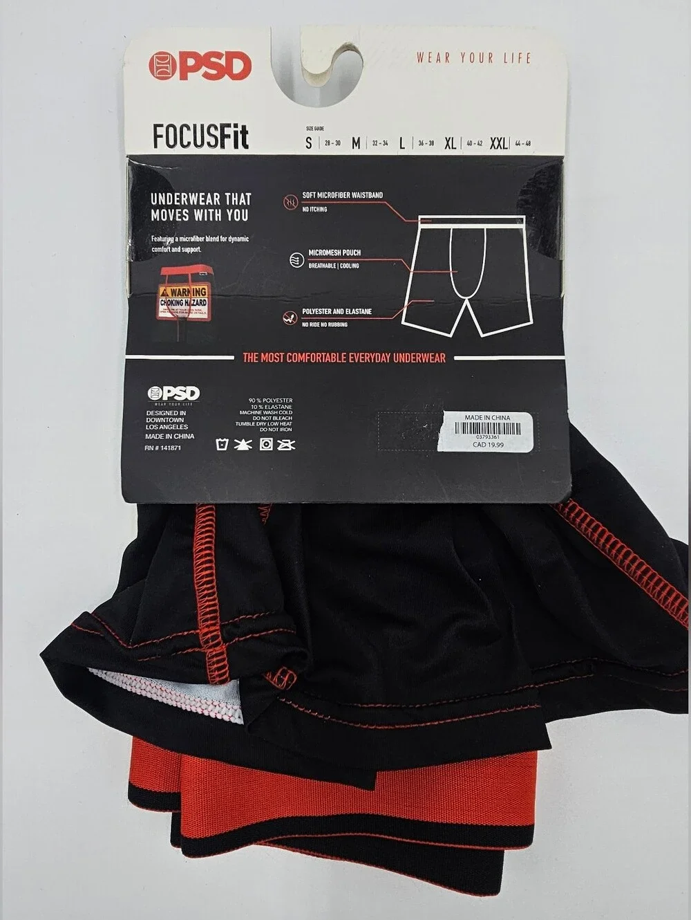 Psd Focusfit Warning Choking Hazard Print Boxer Briefs Mens Multiple Sizes